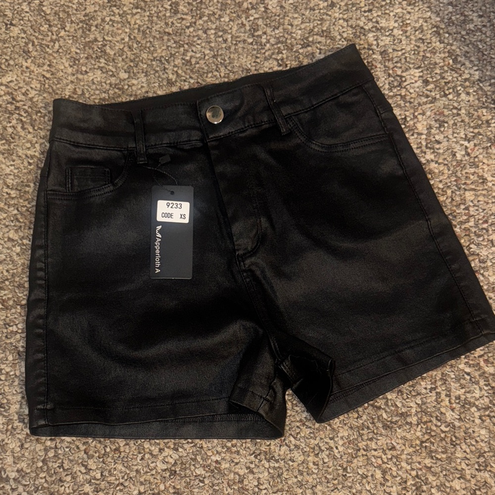 Black Faux Leather Shorts